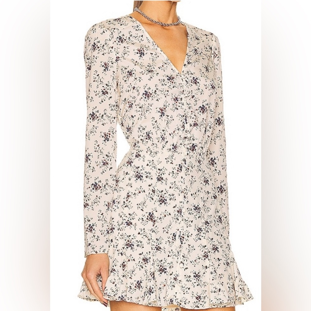 VERONICA BEARD "Riggins" Floral Silk Crepe Flounce Hem Mini Dress size 6